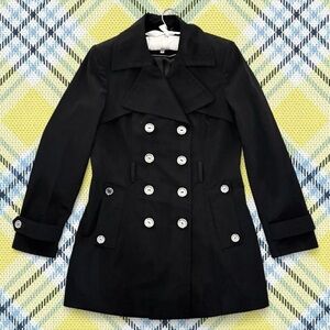 Calvin Klein Black Double-Breasted Pea Coat